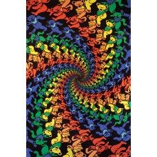 3D Grateful Dead Tapestry Dancing Bear Spiral Free Glasses 60 X 90