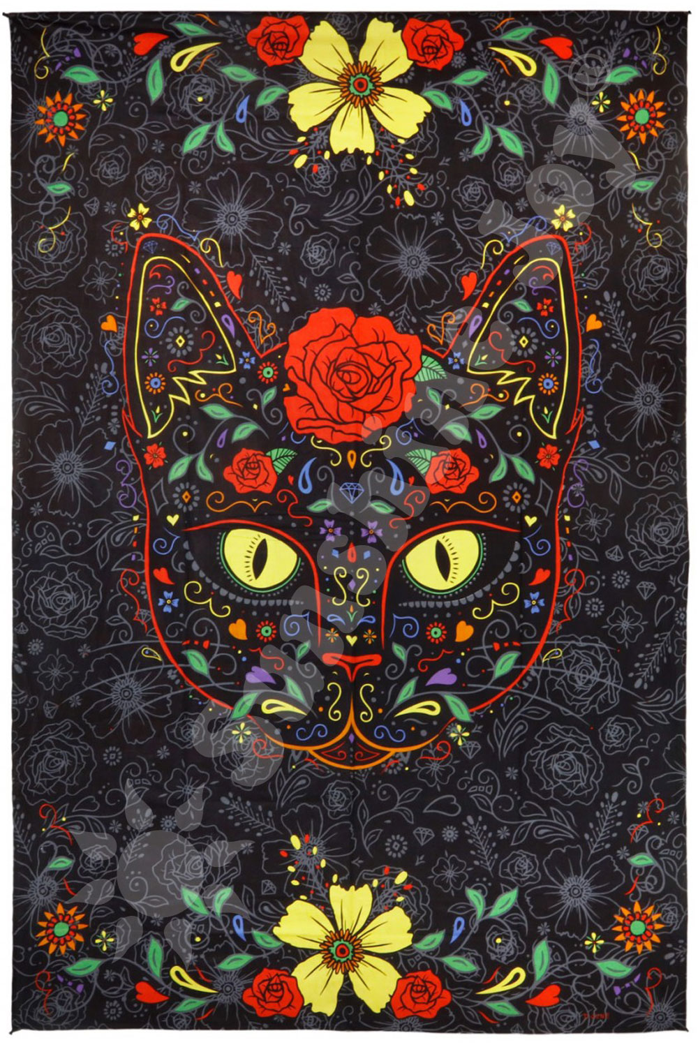 3D Glow in the Dark Tapestry Sugar Kitty 60 X 90 Free Glasses